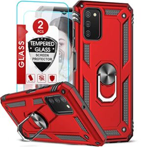 leyi for samsung galaxy a03s case, galaxy a03s phone case with [2 pack] tempered glass screen protector, [military-grade] magnetic ring kickstand phone case for samsung galaxy a03s (6.5 inch), red