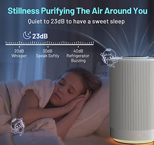 Jafanda Air Purifiers for Home bedroom,H13 True HEPA Coverage 450 sqft,23 dB Air cleaner with Brushless Motor,Effectively Remove Pollen Dust and Odor to Prevent Seasonal Air Diseases,Night Light