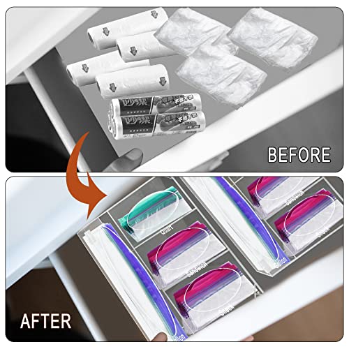 Locisne Acrylic Ziplock Bag Storage Organizer, Baggie Organizer Dispenser for Kitchen Drawer and Wall Mount with Lid