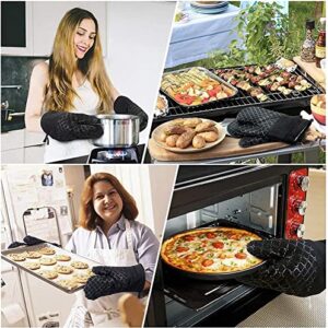 4PCS Oven Mitts and Pot Holders Sets 500°F Pot Holders for Kitchen Heat Resistant Oven Gloves Anti-Slip Silicone Stripe Oven Mitts Heat Resistant Hot Pads Oven Mits Potholders for Kitchens Cooking