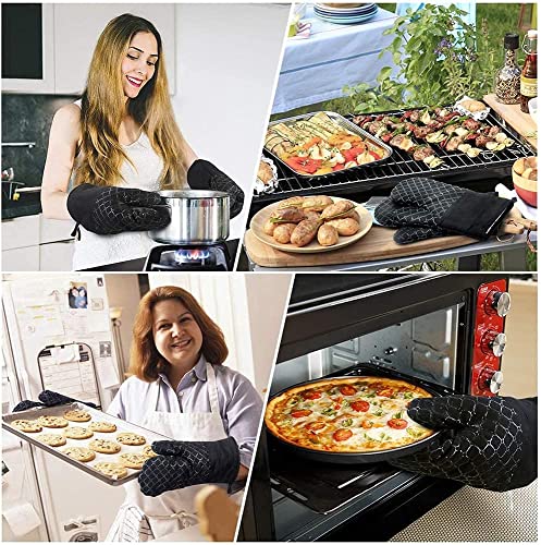 4PCS Oven Mitts and Pot Holders Sets 500°F Pot Holders for Kitchen Heat Resistant Oven Gloves Anti-Slip Silicone Stripe Oven Mitts Heat Resistant Hot Pads Oven Mits Potholders for Kitchens Cooking