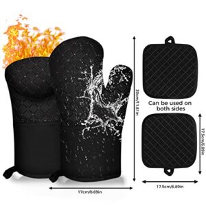 4PCS Oven Mitts and Pot Holders Sets 500°F Pot Holders for Kitchen Heat Resistant Oven Gloves Anti-Slip Silicone Stripe Oven Mitts Heat Resistant Hot Pads Oven Mits Potholders for Kitchens Cooking