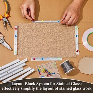 58 Pcs Stained Glass Supplies Glass Cutter Kit Including 8 Pcs Layout Block System 2 Pcs Class Running Breaking and Heavy Duty Glass Cutting Tool 2 Pcs Storage Bag for Stained Glass Cutting Supplies