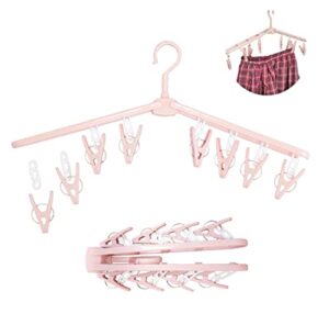 fineget foldable clothes travel hangers with clips clothes drying racks socks lingerie plastic non slip skirt hangers closet laundry organization hangers pnk