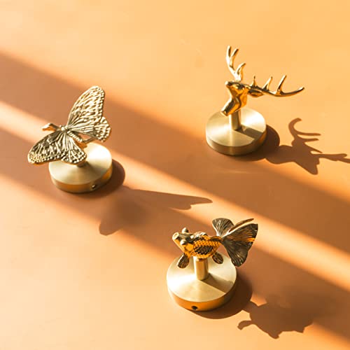 MFYS Brass Bird Coat Rack Robe Wall Hooks Hat Dragonfly Hanger for Bedroom Kitchen Various Shapes Animal Deer Decor Home Accessories (1, Butterfly)