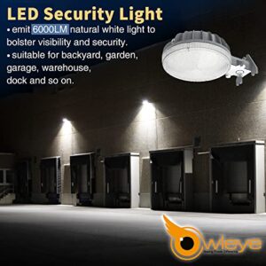 Owleye 6000LM Dusk to Dawn Outdoor Lighting LED Barn Light Security Lights, 42W 4000K Daylight, AC 110-240V, Waterproof Outside Lights for Yard Warehouse Garage