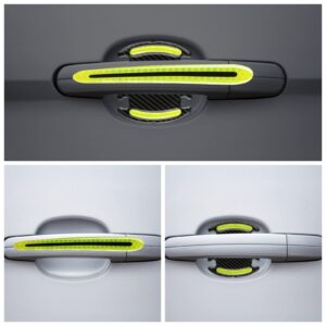 8 Pieces Reflective Car Sticker Set Car Door Bowl Reflective Warning Sticker Car Door Handle Protection Sticker Car Side Reflective Sticker and Car Handle Paint Scratch Film for Car Safety