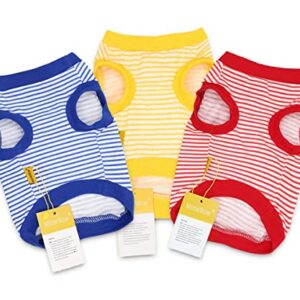 3 Pack Small Dog Puppy T Shirt Summer Striped Dog Clothes Breathable 100% Cotton Cat Shirts for Cats Dogs Girl Boy Tshirt