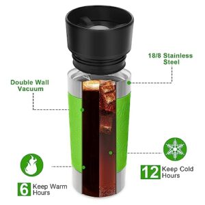 Travel Coffee Mug Spill Proof,Upgraded 17 Oz Travel Mug with 360°Drinking Lid,Double Wall Vacuum Insulated Coffee Travel Mug Stainless Steel Tumbler Thermal Coffee Mugs for Hot and Cold Drinks(Green)