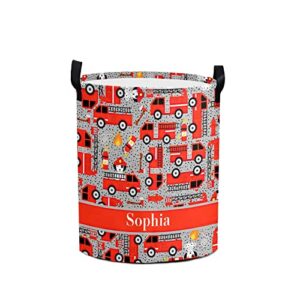 firetruck firefighters large storage basket personalized laundry hamper with name bathroom home decor collapsible round storage bin boxes clothing for gift