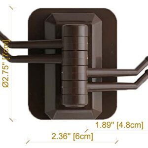 Fineget Adhesive Door Hooks for Hanging Bathroom Kitchen Hooks 4 Rotatable Arms Round Towel Hooks Brown 2 Pairs