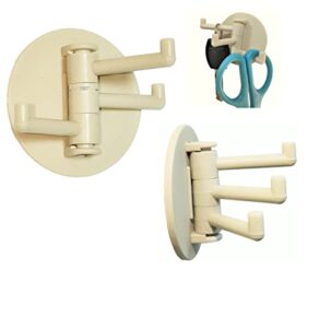 fineget wall adhesive hooks for hanging bathroom kitchen door hooks 3 rotatable arms round sticky hooks cream 2 pairs