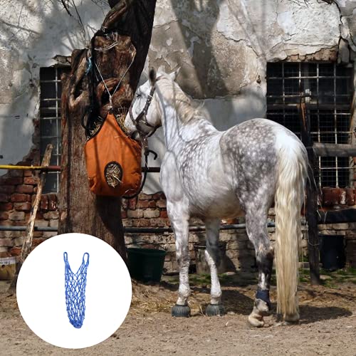 Slow Horse Feeder Bag Feed Hay Net Horse Feeding Mesh Bag Hay Hanging Storage Fruit Veggies Food Feeder for Farm Animals Livestock Poultry Hen Goose Duck Slow Feed hay Bag Blue Horse Feeding hay Bag