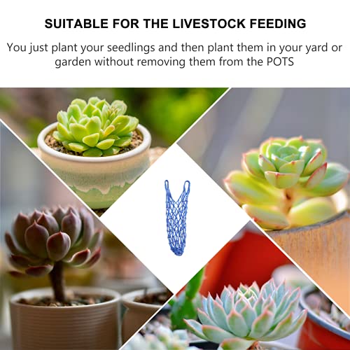 Slow Horse Feeder Bag Feed Hay Net Horse Feeding Mesh Bag Hay Hanging Storage Fruit Veggies Food Feeder for Farm Animals Livestock Poultry Hen Goose Duck Slow Feed hay Bag Blue Horse Feeding hay Bag