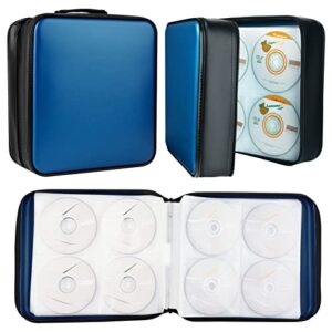 TIMCORR CD Case DVD Holders Storage - 432 Capacity Portable Disc Organizer & CD Wallet Binder Sleeve Holder for Car Travel | Media (Blue)