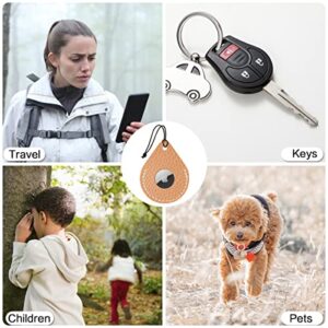 2 Pack Airtag Holder Leather Case Air Tag Cover Keychain GPS Tracker Remote Finder Key Travel Backpack Pet Locator