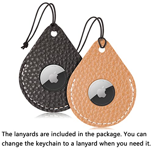 2 Pack Airtag Holder Leather Case Air Tag Cover Keychain GPS Tracker Remote Finder Key Travel Backpack Pet Locator