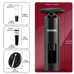 HOOMIL Wine Opener, Multifunctional 4-Piece Set, Manual Bottle Opener/Corkscrew, Vacuum Stopper, Pourer Spout and Foil Cutter