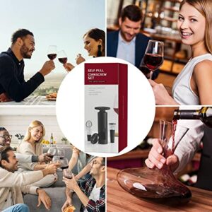 HOOMIL Wine Opener, Multifunctional 4-Piece Set, Manual Bottle Opener/Corkscrew, Vacuum Stopper, Pourer Spout and Foil Cutter