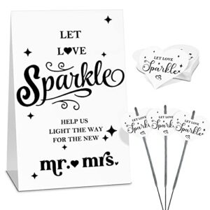 50 pcs heart shape wedding wand tags and 1 pcs let love sparkle cards sparkler tags decor for anniversary engagement bridal shower, cards only(cute style)
