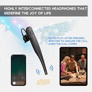 Mosonnytee Headphones Wireless Bluetooth Headset Noise Cancelling Headphones Bluetooth Headset for Cell Phones handsfree Bluetooth earpiece with Microphone Mute one Single Ear 10-Hours Usage