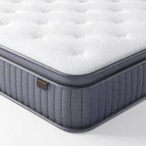 povirt twin mattress, 10 inch innerspring hybrid mattress in a box, 7-zone support cool full bed mattress with breathable soft knitted fabric cover for pressure relief, medium firm, 100-night trial