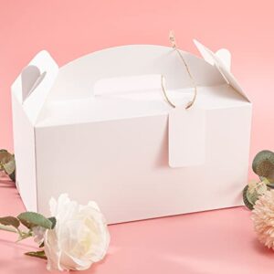 SOSFKIM Treat Boxes Large 24 Pack - Party Favor Boxes 8.5x 5x 5.5inch with Twine & Tag - White Gable Goodie Boxes for Kids Birthday, Wedding Shower, Christmas