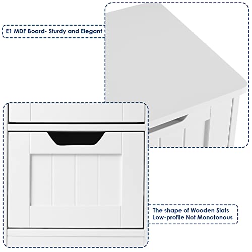 FOTOSOK Bathroom Storage Cabinet, Side Cabinet with 4 Drawers, 11.8” x 11.8” x 32.5” Freestanding Bedside Table Entryway Cupboard Storage Organizer Unit Home Furniture Decor, White