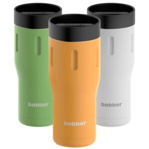 bobber - 16 oz travel coffee mugs bundle, pack of 3 vacuum insulated tumblers (assorted colors)