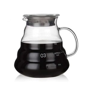 cofimefo coffee server, v60 standard glass coffee carafe pour over coffee pot, clear, 800 ml/27 oz
