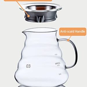 COFIMEFO Coffee Server, V60 Standard Glass Coffee Carafe Pour Over Coffee Pot, Clear, 800 ML/27 OZ