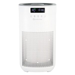 comfort zone clean czap602swt 3-speed, smart wifi, true hepa air purifier with built-in uv-c disinfection light, 4 stage hepa filtration, carbon filter to reduce odors, covers rooms up to 500 sq. ft.