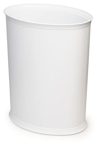 Made in USA 5-Gallon White Plastic Waste Basket (10.25” L X 12.5” H)