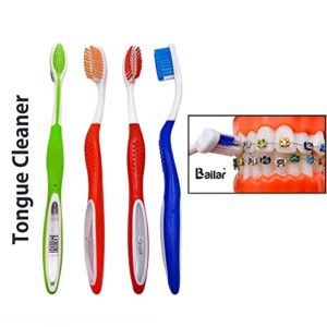LBailar Braces Toothbrush| Soft Bristle Orthodontic Toothbrush for Cleaning Ortho Braces | U Shaped Portable Toothbrushes for Braces| Set of 4