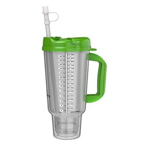 32 oz Double Walled Hospital Mug with Straw - Car Mug Fits in Most Cup Holders | Travel Mug (Green Apple)