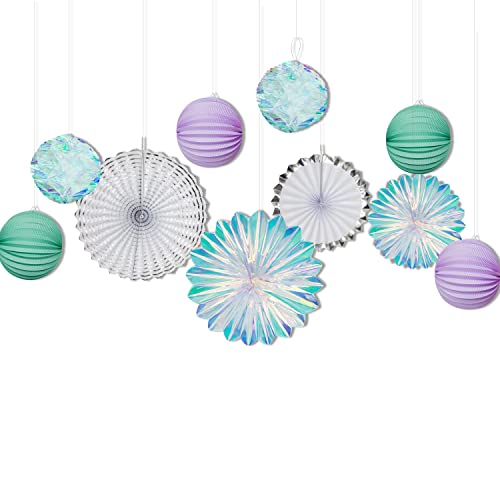 Iridescent Party Decorations Holographic Hanging Honeycomb Ball Fan Pompom Decor for Wedding Baby Shower Anniversary Bridal Shower Bachelorette Birthday Party Supplies