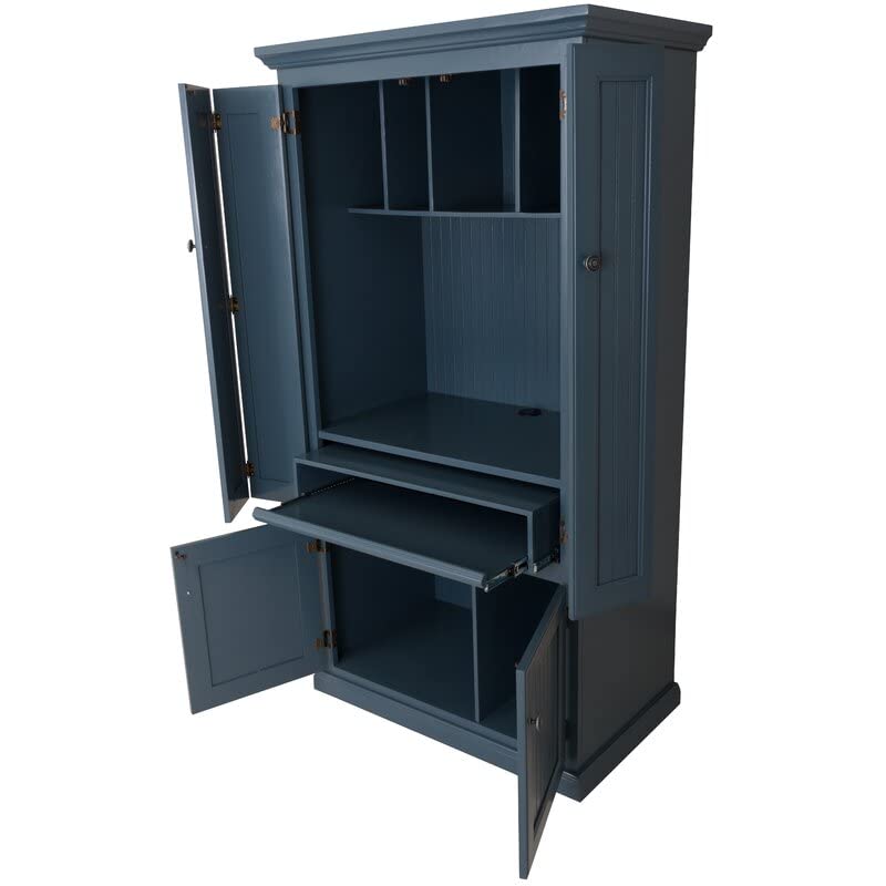 Eagle Furniture Manufacturing Coastal Computer Armoire Workstation, Large, Smoky Blue