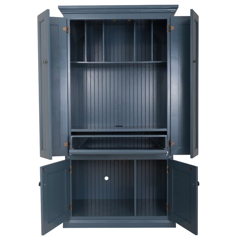 Eagle Furniture Manufacturing Coastal Computer Armoire Workstation, Large, Smoky Blue