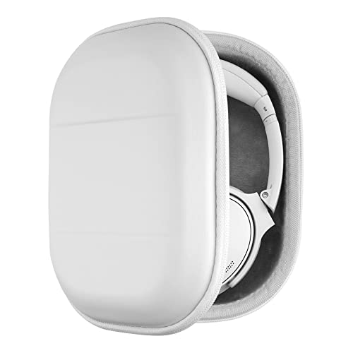 Geekria Shield Headphones Case Compatible with Bose QC45, QuietComfort 35 II, QC25 Case, Replacement Hard Shell Travel Carrying Bag with Cable Storage (White)