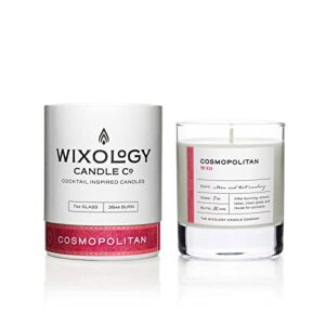 wixology cocktail inspired soy candle - reusable rocks glass - made in kentucky - 7 oz (cosmopolitan)