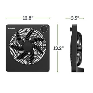 HOLMES 10" Personal Fan, Rechargeable Battery, 3 Speed Settings, Lightweight and Portable, USB Cable, Carrying Handle, Home and Office, Black Finish