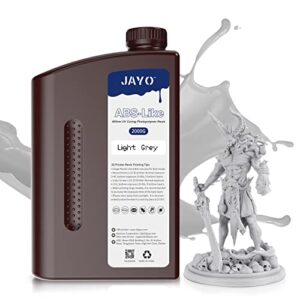 jayo abs-like 3d printer resin, drillable 405nm rapid uv-curing photopolymer resin with high hardness and toughness, low odor and low shrinkage suitable for 2k 4k 6k 8k lcd 3d printers, 2kg gray