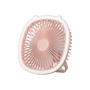 depoza rechargeable led desk fan 7.5” usb plug table fan with hanging hook quiet 3 speed battery operated for tent bedroom office (pink)