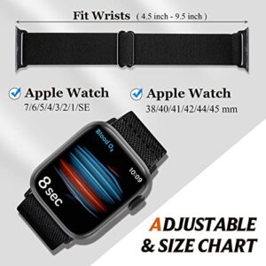 Invoibler Stretchy Nylon Watch Bands Compatible with Apple Watch 38mm 40mm 41mm 42mm 44mm 45mm 49mm for Women Men, Soft Braided Sport Wristbands Straps for iWatch Series 8 7 6 5 4 3 2 1 SE