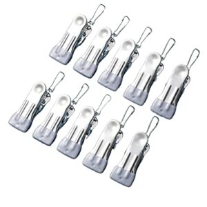 10 pack stainless steel clothespins heavy duty towel clamps utility clips for clothes,socks,food package,chips bag,grey