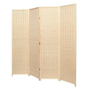 ogcau room divider screen, 6ft room separators divider wall, privacy room sivider, folding screen room divider for room separation, bamboo room screen divider freestanding (natural, 4-panel)