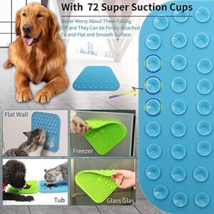 Ulmpp Dog Lick Mat with Suction Cups Dog Slow Feeders Dog Licking Mat Pet Mat Anxiety Relief Dog Cat Lick Training Licking Mat for Food, Yogurt, Peanut Butter Set of 2(Blue & Green)…