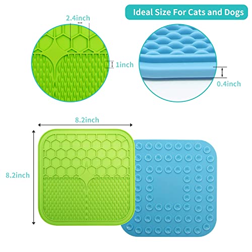 Ulmpp Dog Lick Mat with Suction Cups Dog Slow Feeders Dog Licking Mat Pet Mat Anxiety Relief Dog Cat Lick Training Licking Mat for Food, Yogurt, Peanut Butter Set of 2(Blue & Green)…