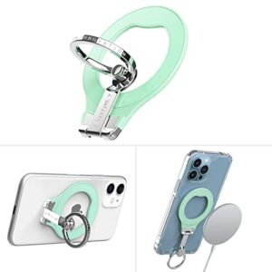 Nillkin Adhesive Phone Ring Holder Mag Safe Ring, Adjustable Finger Ring Grip and Stand, Adhesive Metal Ring for Galaxy S22/21/20, iPhone 13 12 11 Series, Google Pixel and Other Android Phone, Green
