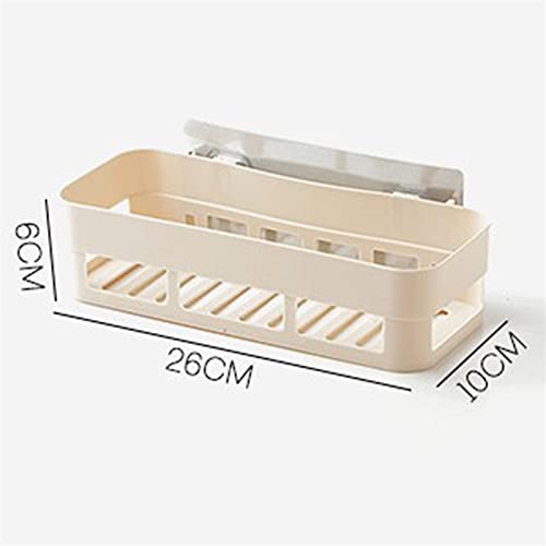 tbjie Shower Caddy Plastic Drain Rack Multi Wall-Mounted Purpose Bathroom Storage Shelf Self-Adhesive Shower Organizer Supplies Doccia con colla INOX antiruggine Cestello portaog (Color : Beige)